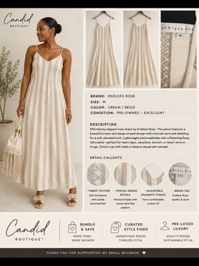 Endless Rose Knit Cream & Beige Striped Maxi Dress